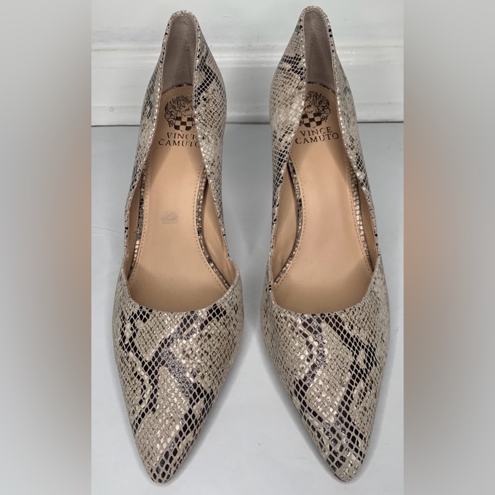 Vince Camuto Snakeskin Pattern Heels - Cream and Black